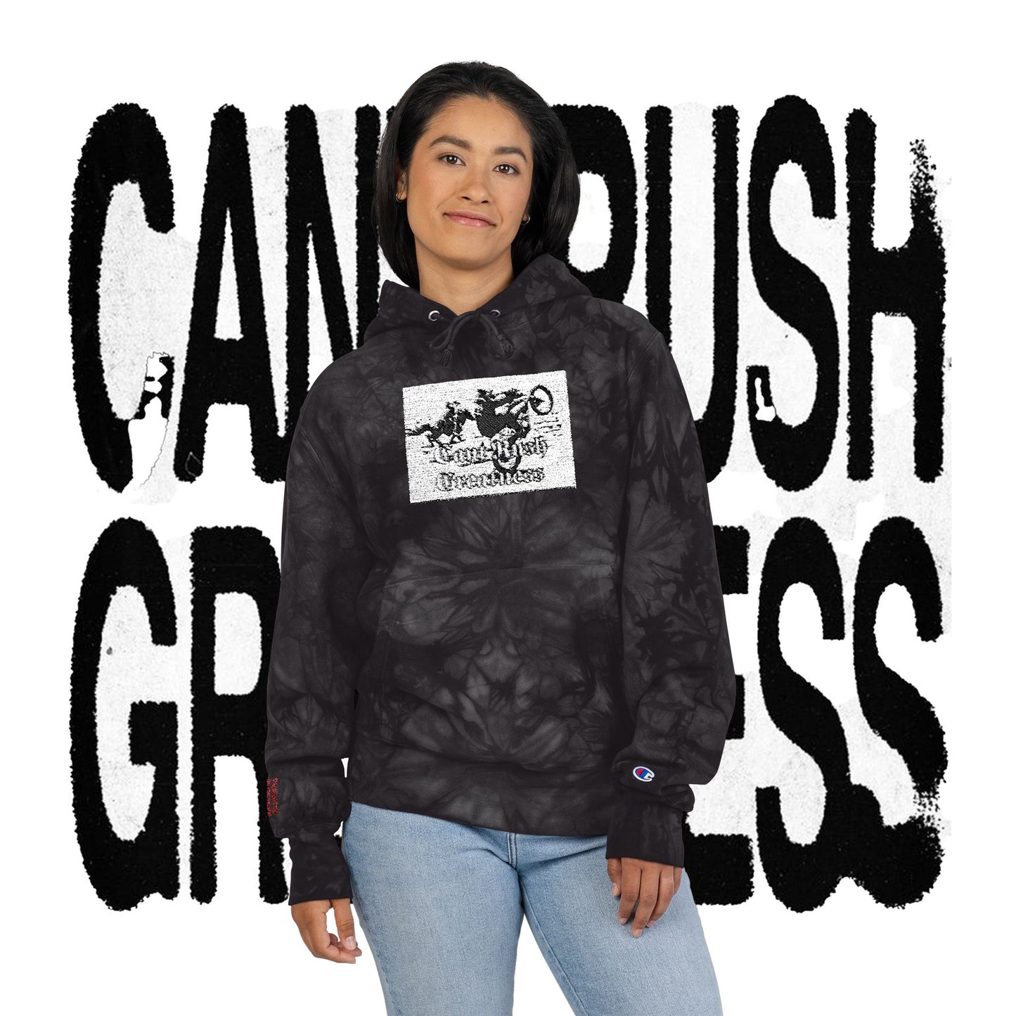 Tie-Dye Hoodie with Custom Embroidery- Can't Rush Greatness