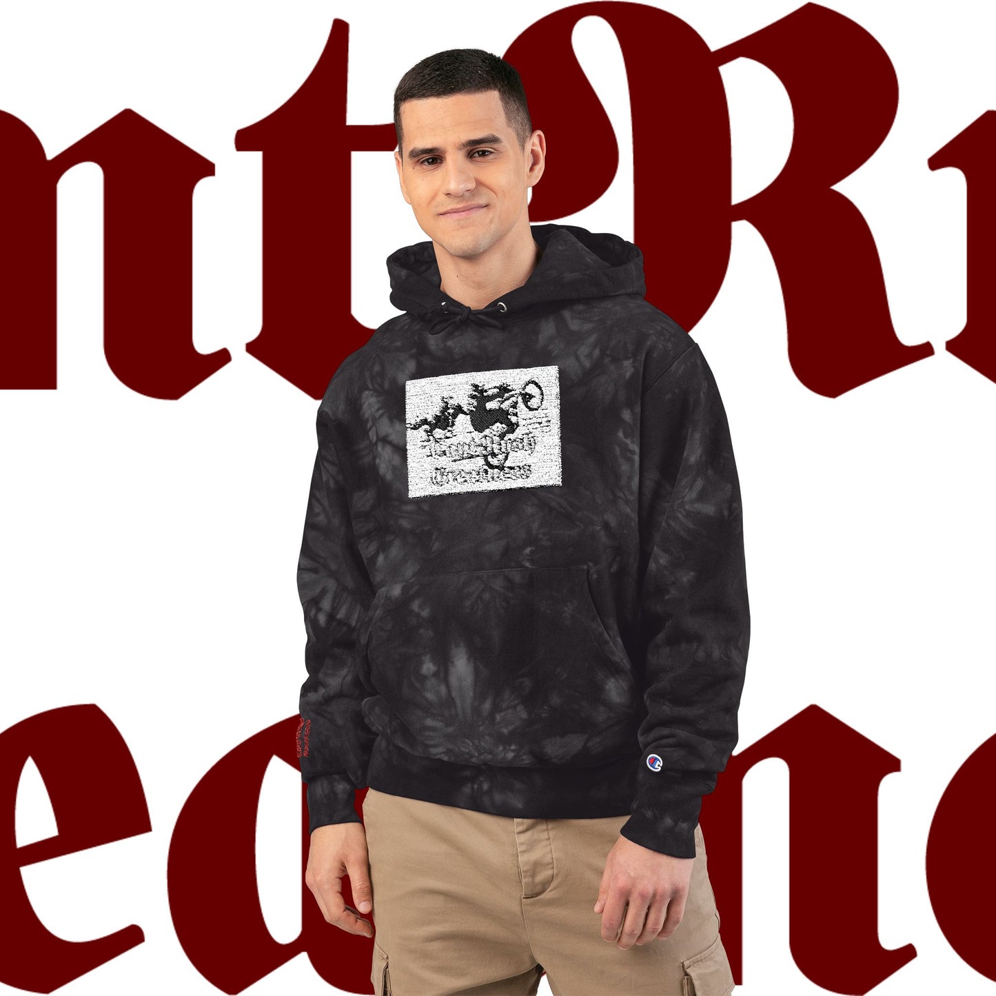 Tie-Dye Hoodie with Custom Embroidery- Can't Rush Greatness